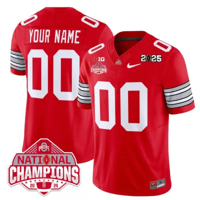 Custom Ohio State Buckeyes Football Scarlet Heritage Stripe Jersey - All Stitched