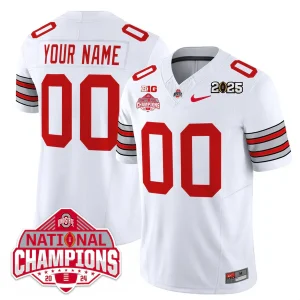 Custom Ohio State Buckeyes Football White Heritage Stripe Jersey - All Stitched