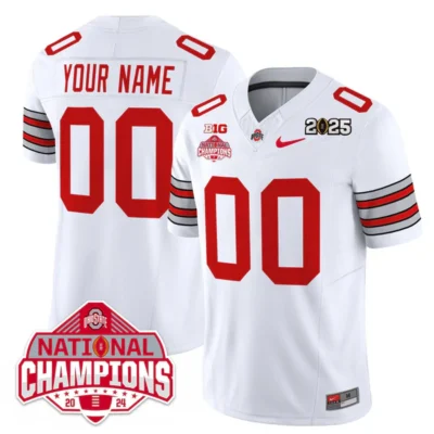 Custom Ohio State Buckeyes Football White Heritage Stripe Jersey - All Stitched