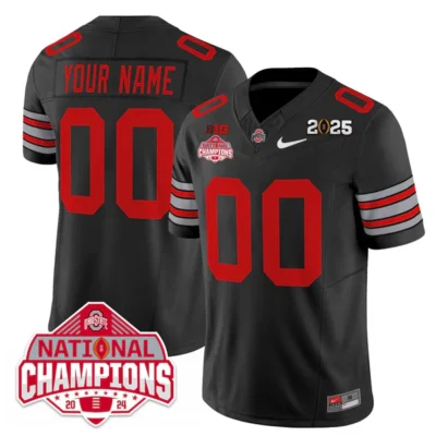 Custom Ohio State Buckeyes Football Black Heritage Stripe Jersey - All Stitched