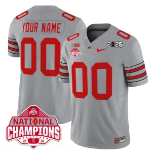 Custom Ohio State Buckeyes Football Grey Heritage Stripe Jersey - All Stitched