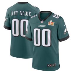 Custom Philadelphia Eagles Midnight Green Super Bowl LIX Game Jersey - All Stitched