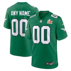 Custom Philadelphia Eagles Green Super Bowl LIX Throwback Jersey - All Stitched