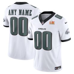 Custom Philadelphia Eagles White Super Bowl LIX Vapor F.U.S.E Limited Jersey - All Stitched