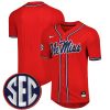Ole Miss Rebels Baseball Red Full Button Jersey - All Stitched