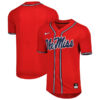 Ole Miss Rebels Baseball Red Full Button Jersey - All Stitched