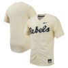 Ole Miss Rebels Baseball Cream Full Button Jersey - All Stitched