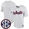 Ole Miss Rebels Baseball White Pinstripe Full Button Jersey - All Stitched