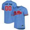 Custom Ole Miss Rebels Baseball Powder Blue Full Button Jersey - All Stitched