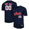 Custom Ole Miss Rebels Baseball Navy Full Button Jersey - All Stitched