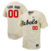 Custom Ole Miss Rebels Baseball Cream Full Button Jersey - All Stitched