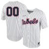 Custom Ole Miss Rebels Baseball White Pinstripe Full Button Jersey - All Stitched