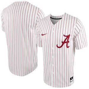 Alabama Crimson Tide Baseball White Pinstripe Jersey - All Stitched