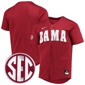 Alabama Crimson Tide Baseball Crimson Jersey w/ SEC Patch - All Stitched