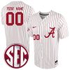 Custom Alabama Crimson Tide Baseball White Pinstripe Jersey - All Stitched