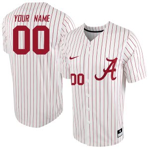 Custom Alabama Crimson Tide Baseball White Pinstripe Jersey - All Stitched