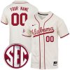 Custom Alabama Crimson Tide Baseball Natural Jersey - All Stitched
