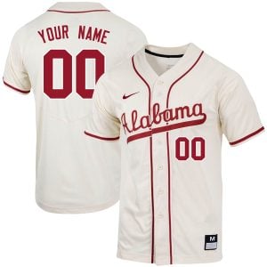 Custom Alabama Crimson Tide Baseball Natural Jersey - All Stitched