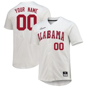 Custom Alabama Crimson Tide Baseball White Jersey - All Stitched