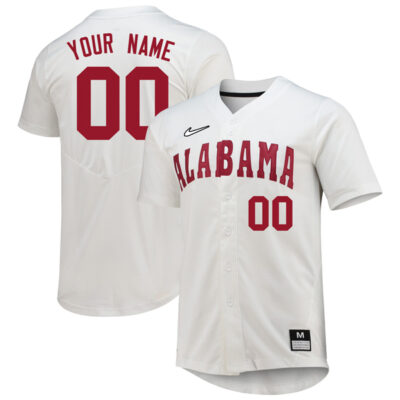 Custom Alabama Crimson Tide Baseball White Jersey - All Stitched