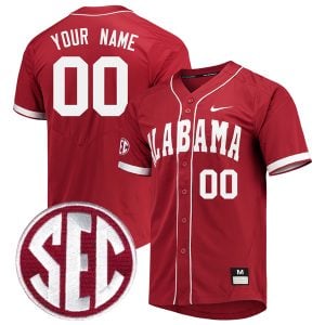 Custom Alabama Crimson Tide Baseball Crimson Vapor Untouchable Elite Jersey w/ SEC Patch - All Stitched