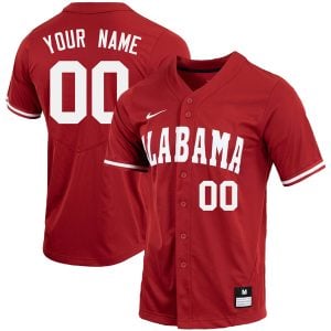 Custom Alabama Crimson Tide Baseball Crimson Full Button Jersey - All Stitched