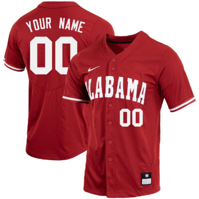 Custom Alabama Crimson Tide Baseball Crimson Full Button Jersey - All Stitched
