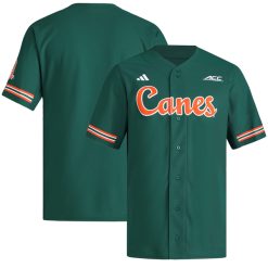 Miami Hurricanes Baseball Green Reverse Retro Jersey - All Stitched