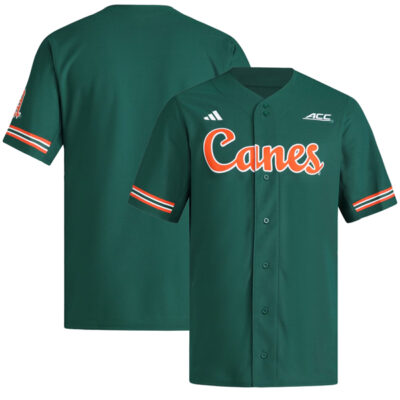 Miami Hurricanes Baseball Green Reverse Retro Jersey - All Stitched