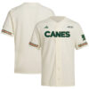 Miami Hurricanes Baseball Cream Golden Trim Jersey - All Stitched
