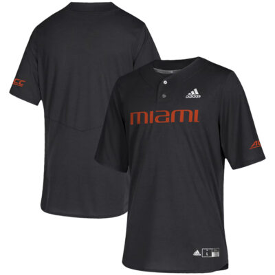 Miami Hurricanes Baseball Black Two Button Jersey - All Stitched