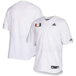 Miami Hurricanes Baseball White Full Button Jersey - All Stitched