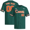 Custom Miami Hurricanes Baseball Green Reverse Retro Jersey - All Stitched
