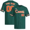 Custom Miami Hurricanes Baseball Green Reverse Retro Jersey - All Stitched