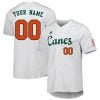 Custom Miami Hurricanes Baseball White Full Button Jersey - All Stitched