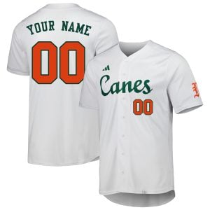 Custom Miami Hurricanes Baseball White Full Button Jersey - All Stitched
