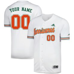 Custom Miami Hurricanes Baseball White Jersey - All Stitched
