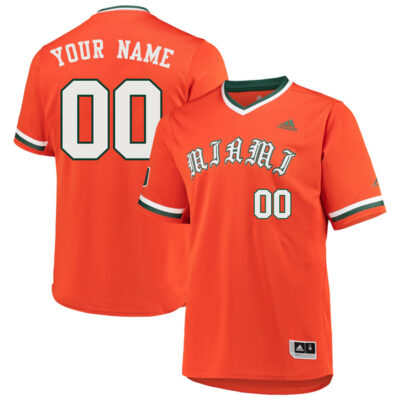 Custom Miami Hurricanes Baseball Orange Primegreen Jersey - All Stitched