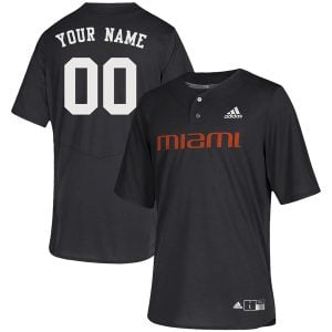 Custom Miami Hurricanes Baseball Black Two Button Jersey - All Stitched