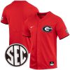 Georgia Bulldogs Baseball Red Full Button Jersey - All Stitched