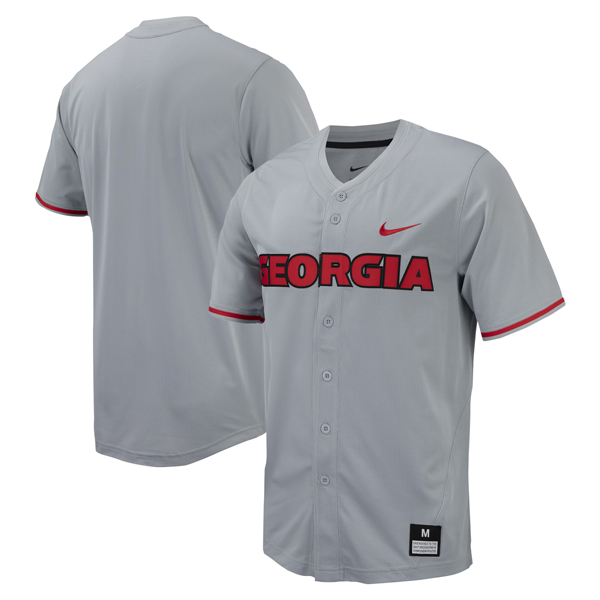 Georgia Bulldogs Baseball Grey Full Button Jersey - All Stitched