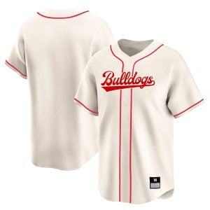 Georgia Bulldogs Baseball Cream Full Button Jersey - All Stitched