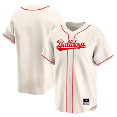 Georgia Bulldogs Baseball Cream Full Button Jersey - All Stitched