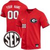 Custom Georgia Bulldogs Baseball Red Full Button Jersey - All Stitched
