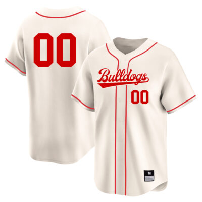 Custom Georgia Bulldogs Baseball Cream Full Button Jersey - All Stitched