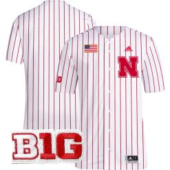Nebraska Cornhuskers Baseball White Pinstripe Jersey - All Stitched