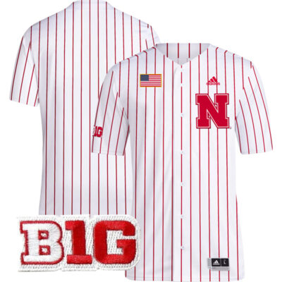 Nebraska Cornhuskers Baseball White Pinstripe Jersey - All Stitched