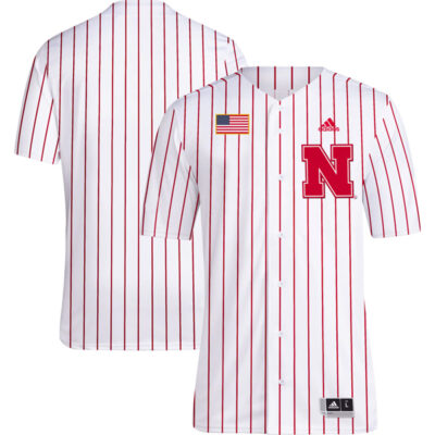 Nebraska Cornhuskers Baseball White Pinstripe Jersey - All Stitched