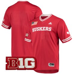 Nebraska Cornhuskers Baseball Scarlet V Neck Jersey - All Stitched