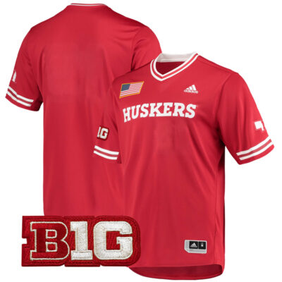 Nebraska Cornhuskers Baseball Scarlet V Neck Jersey - All Stitched